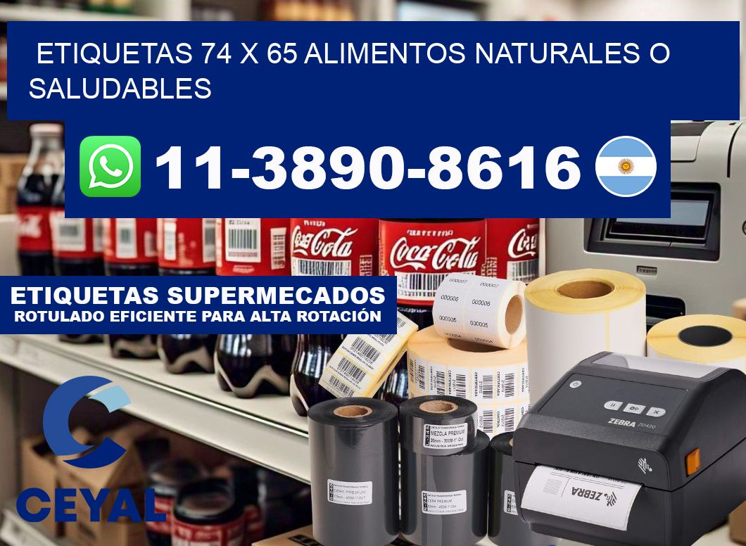 etiquetas 74 x 65 alimentos naturales o saludables