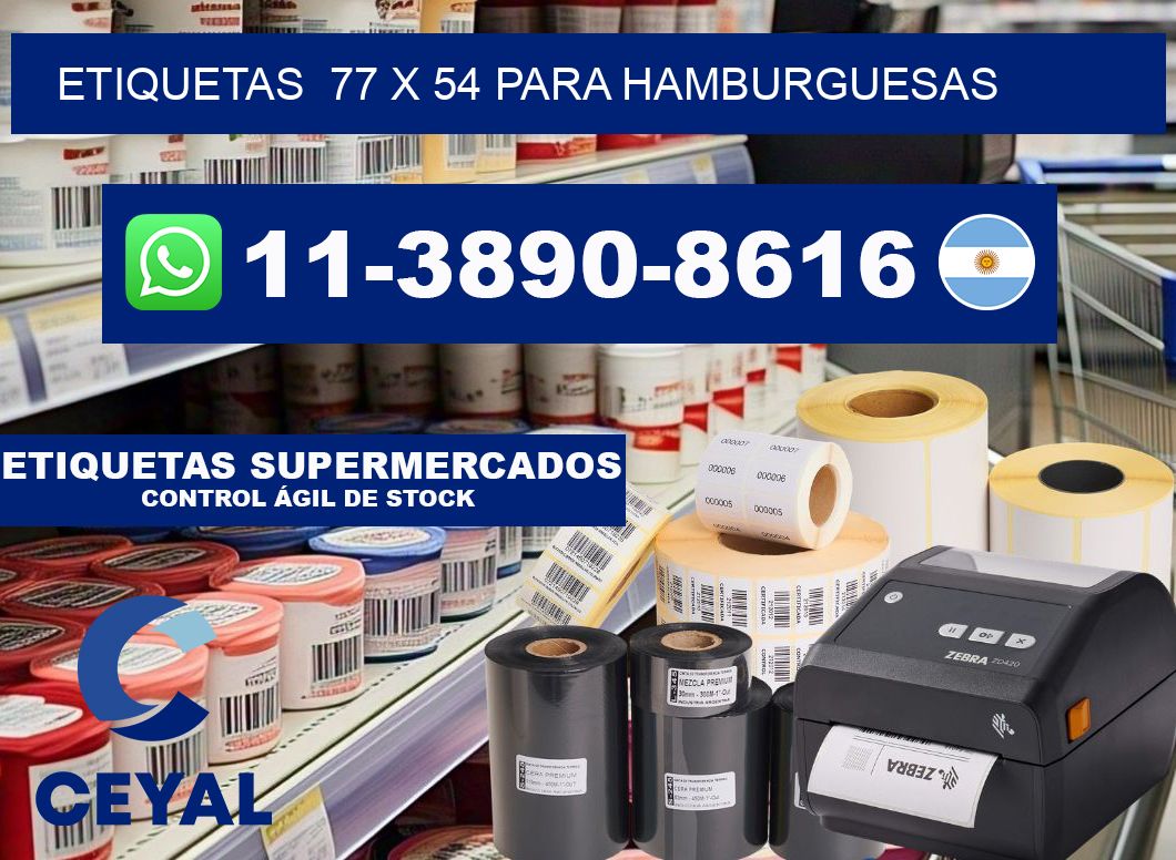 etiquetas 77 x 54 para Hamburguesas
