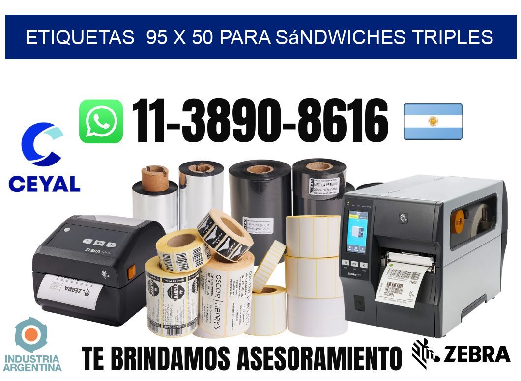 etiquetas  95 x 50 para Sándwiches triples