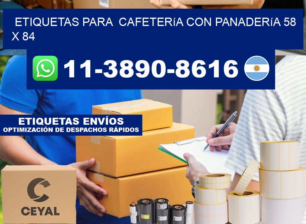 etiquetas para  Cafetería con panadería 58 x 84