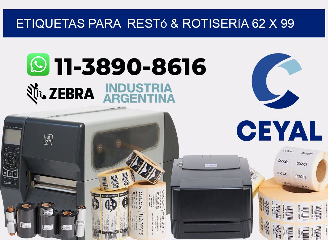 etiquetas para Restó & rotisería 62 x 99