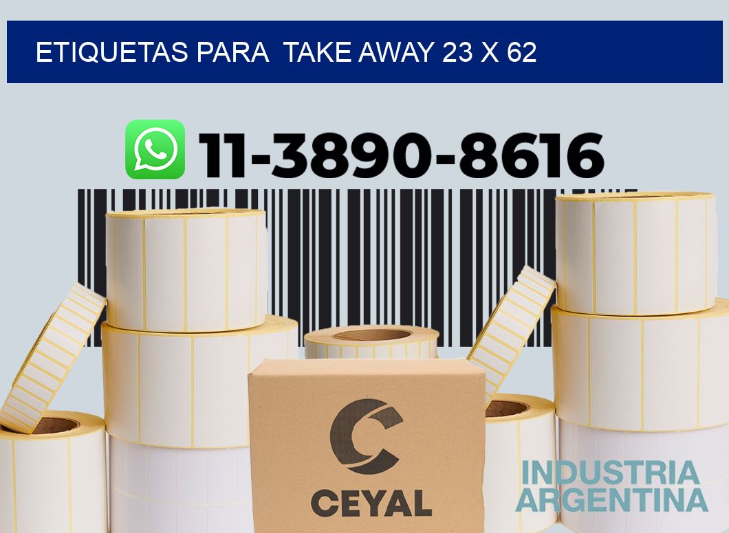 etiquetas para Take away 23 x 62