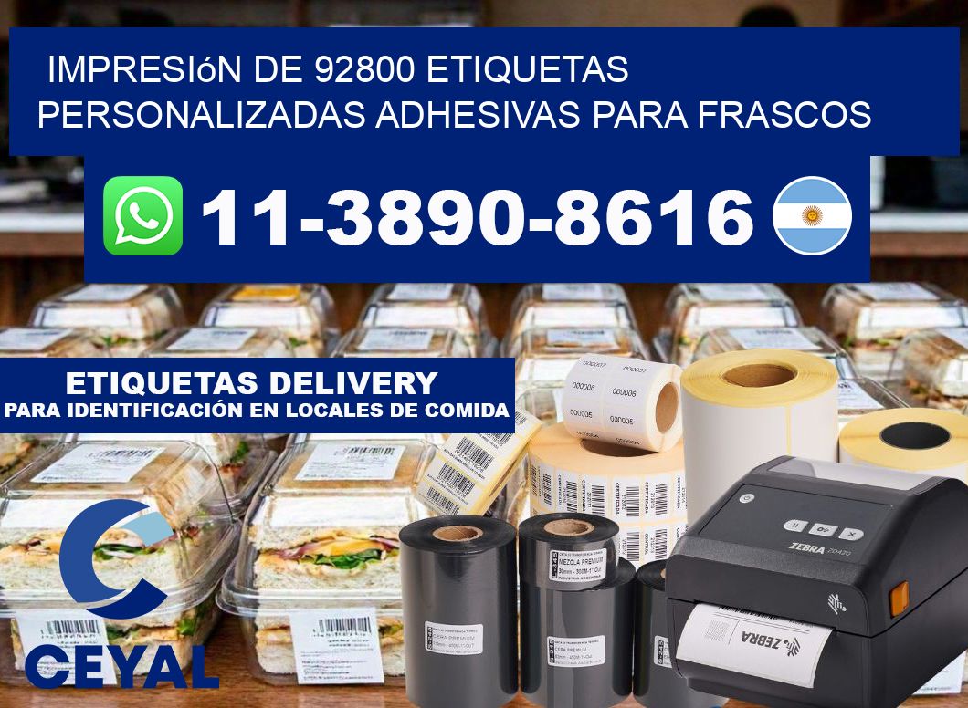 impresión de 92800 etiquetas personalizadas adhesivas para frascos