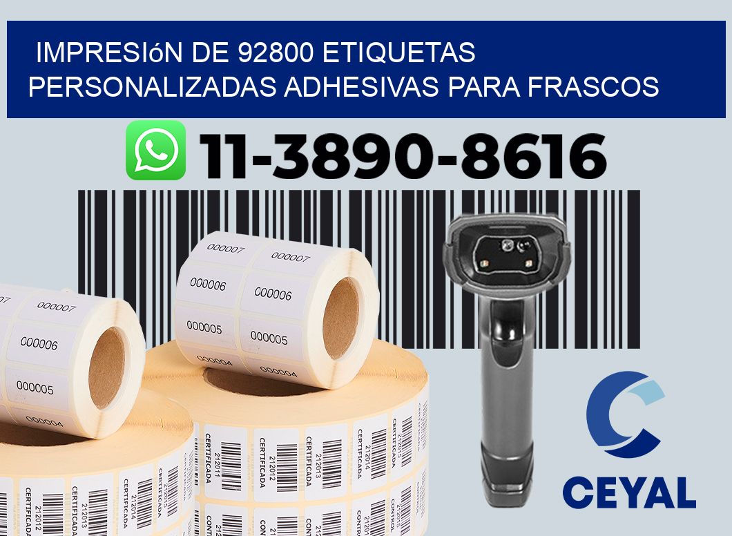 impresión de 92800 etiquetas personalizadas adhesivas para frascos