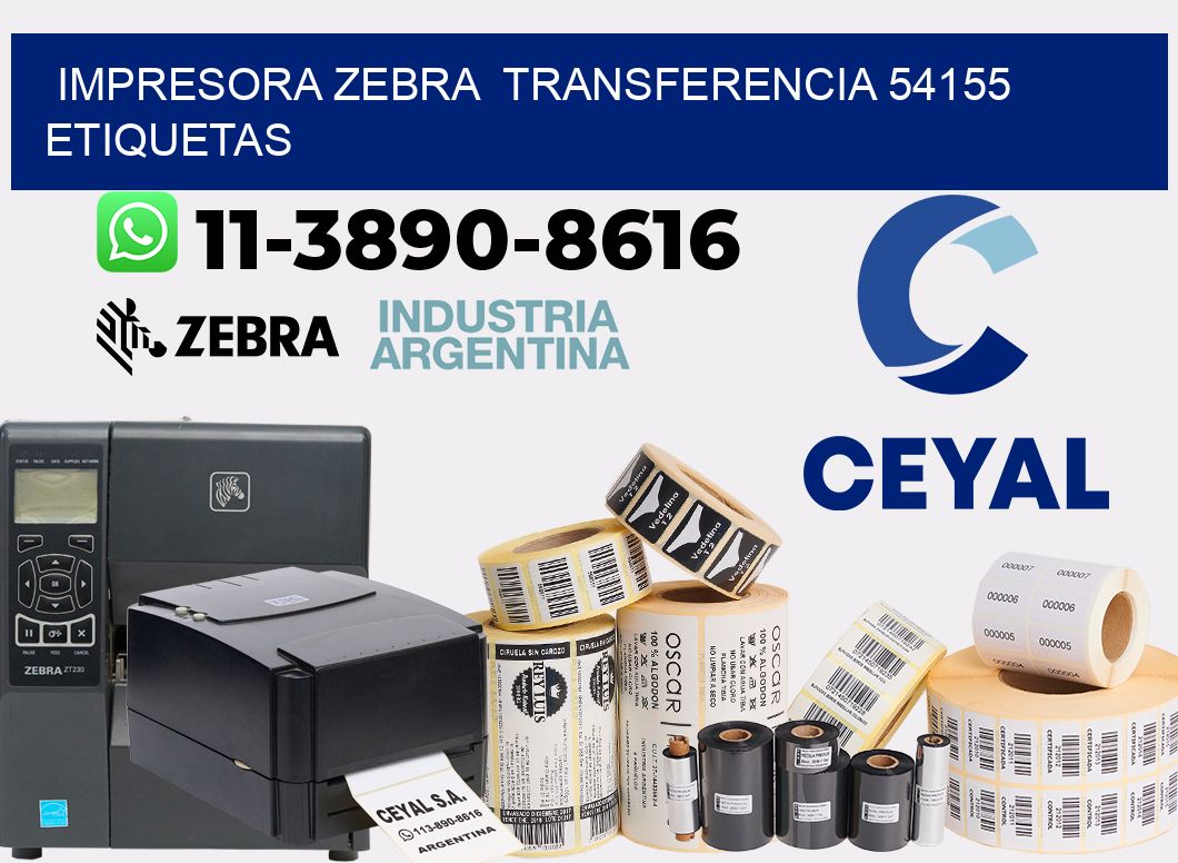 impresora zebra  transferencia 54155 etiquetas
