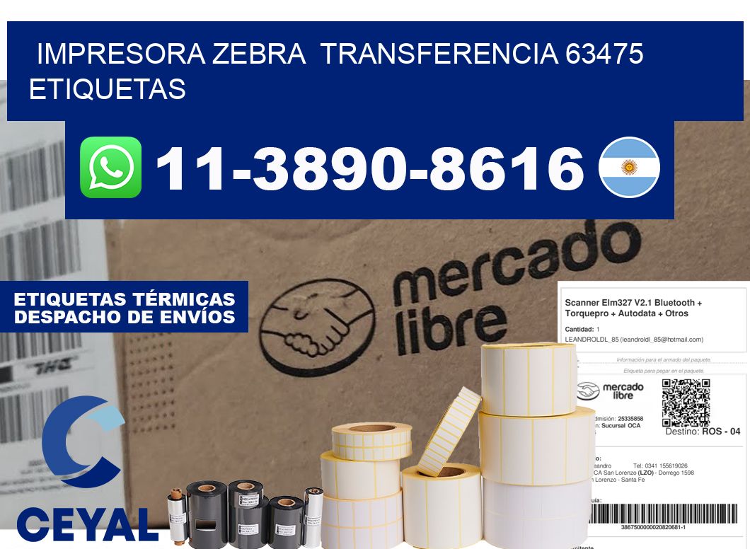 impresora zebra  transferencia 63475 etiquetas