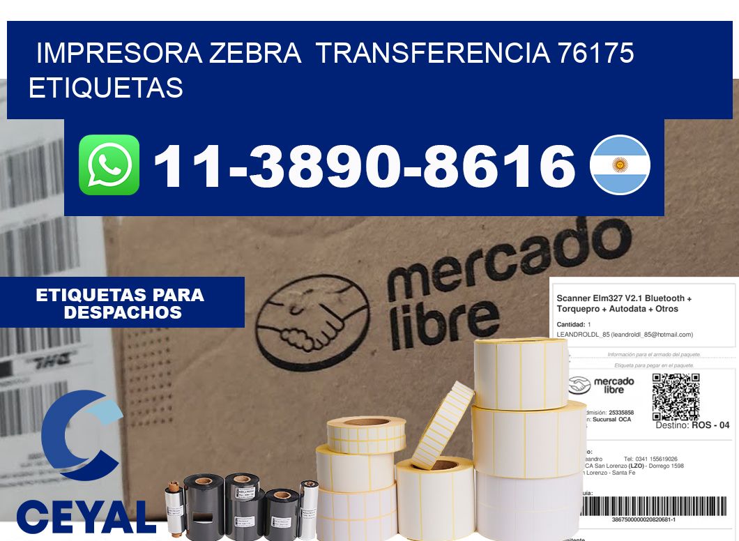 impresora zebra  transferencia 76175 etiquetas