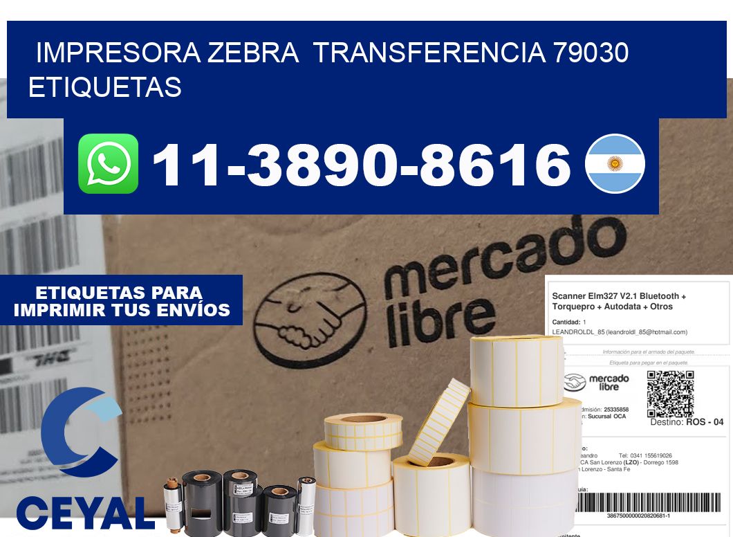 impresora zebra transferencia 79030 etiquetas