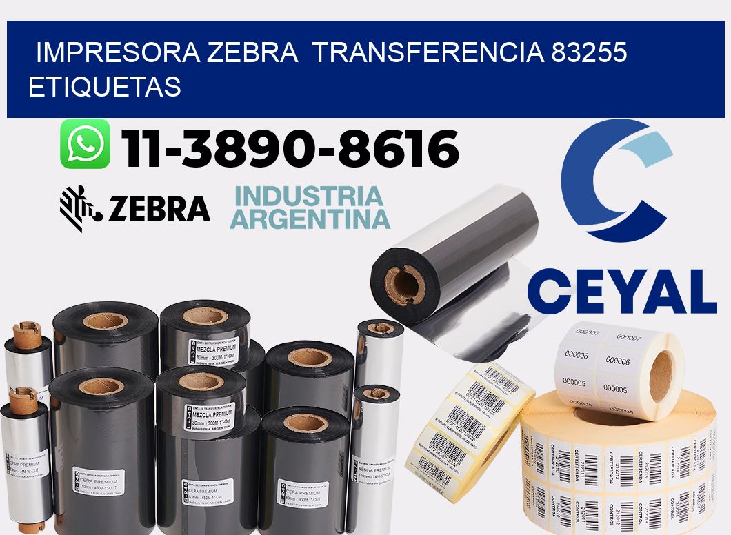 impresora zebra transferencia 83255 etiquetas