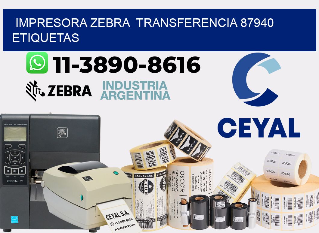 impresora zebra transferencia 87940 etiquetas