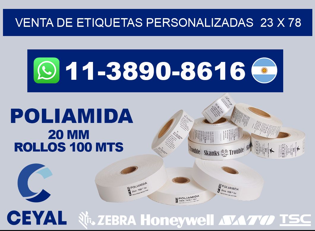 venta de etiquetas personalizadas  23 x 78