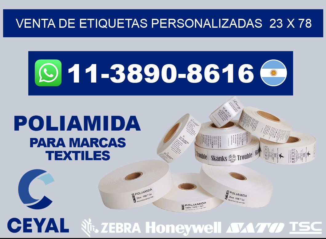 venta de etiquetas personalizadas  23 x 78