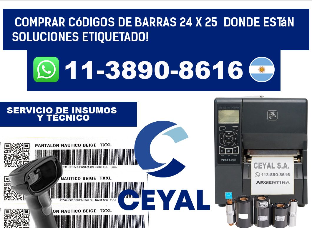Comprar códigos de barras 24 x 25 donde están soluciones etiquetado!