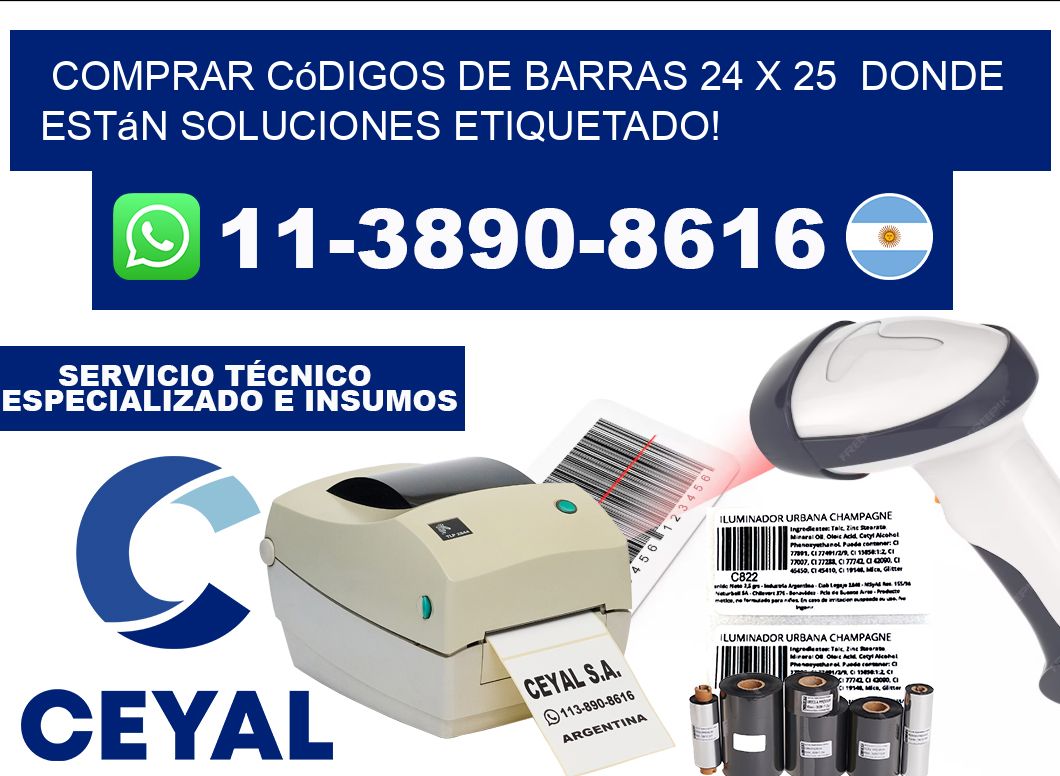 Comprar códigos de barras 24 x 25 donde están soluciones etiquetado!