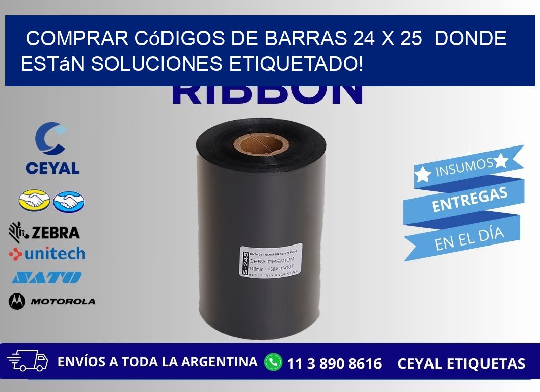 Comprar códigos de barras 24 x 25 donde están soluciones etiquetado!