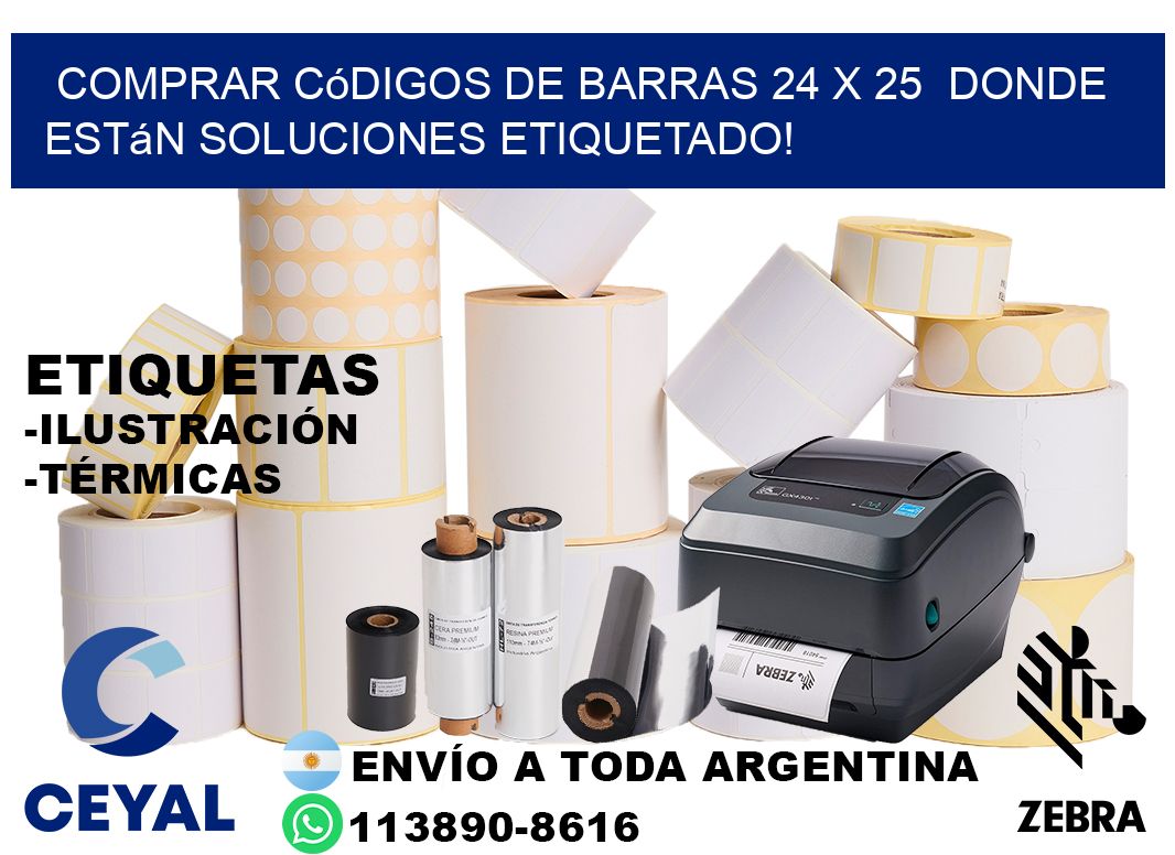 Comprar códigos de barras 24 x 25 donde están soluciones etiquetado!
