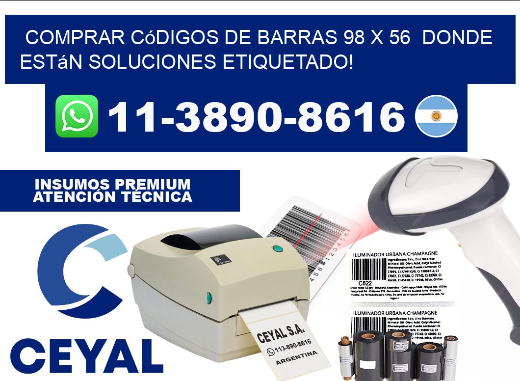 Comprar códigos de barras 98 x 56  donde están soluciones etiquetado!
