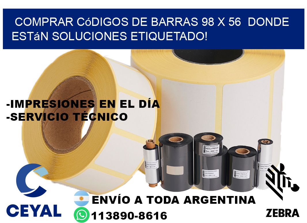Comprar códigos de barras 98 x 56  donde están soluciones etiquetado!