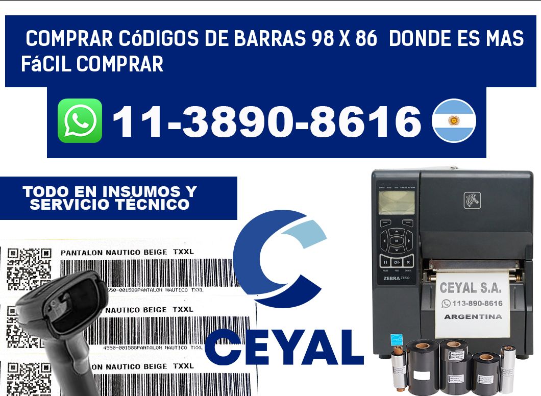 Comprar códigos de barras 98 x 86  Donde es mas fácil comprar