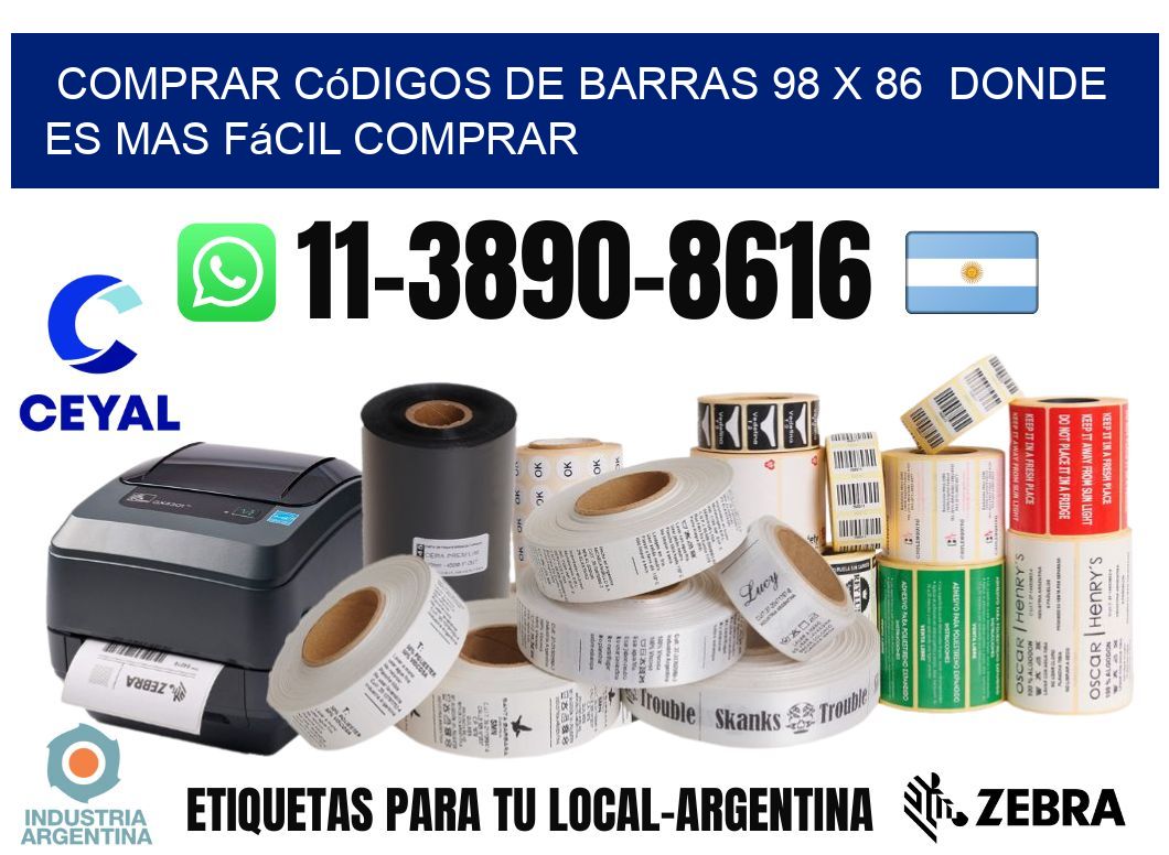 Comprar códigos de barras 98 x 86  Donde es mas fácil comprar