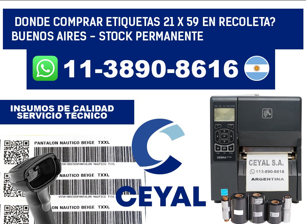Donde Comprar etiquetas 21 x 59 en RECOLETA? Buenos Aires - Stock permanente