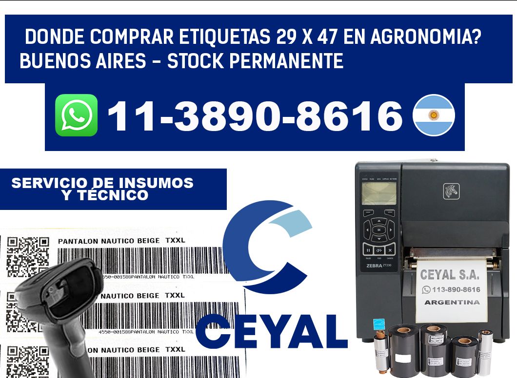 Donde Comprar etiquetas 29 x 47 en AGRONOMIA? Buenos Aires - Stock permanente