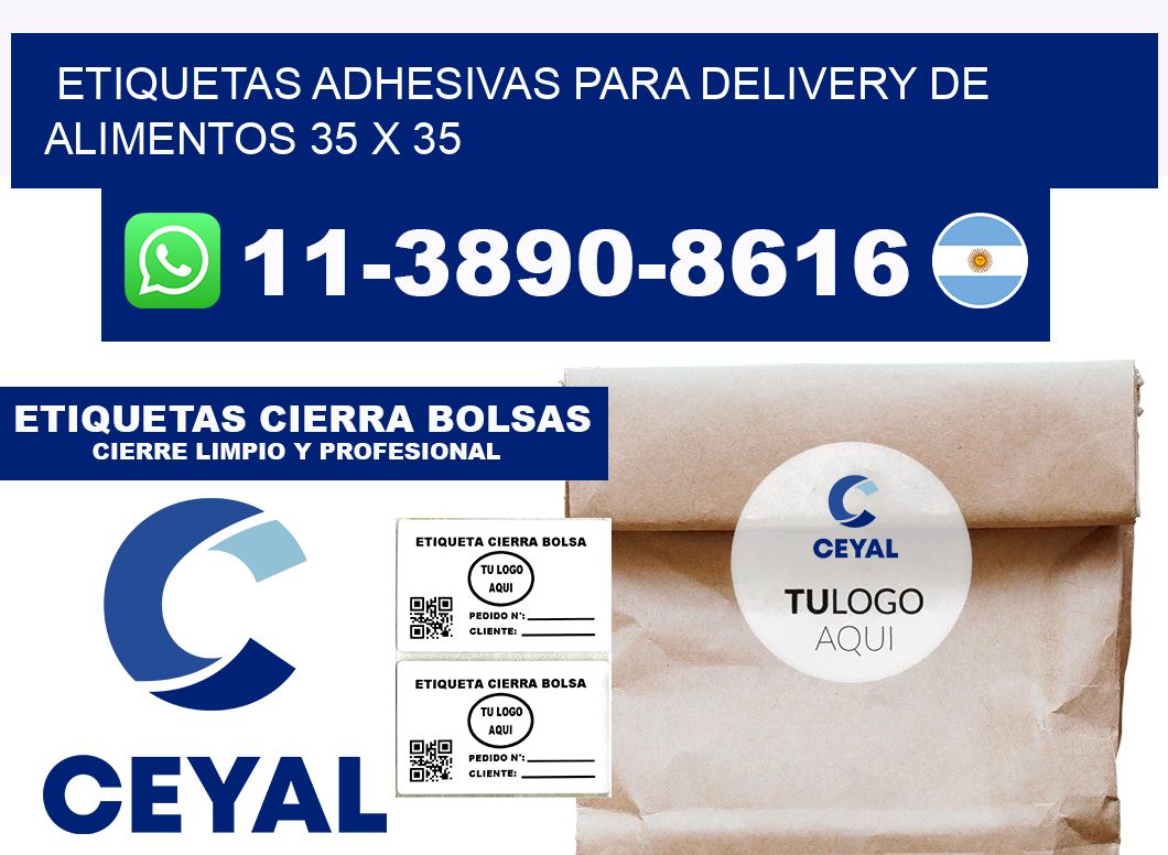 ETIQUETAS ADHESIVAS PARA DELIVERY DE ALIMENTOS 35 x 35
