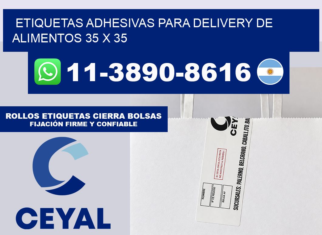 ETIQUETAS ADHESIVAS PARA DELIVERY DE ALIMENTOS 35 x 35