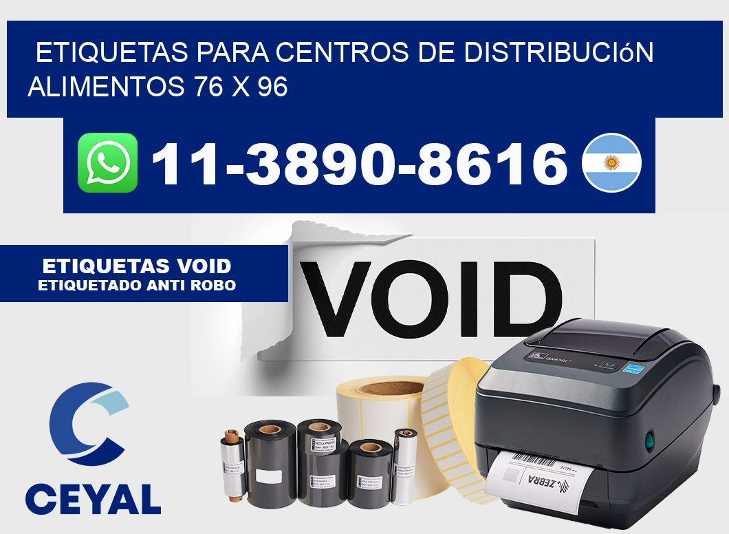 Etiquetas para centros de distribución alimentos 76 x 96