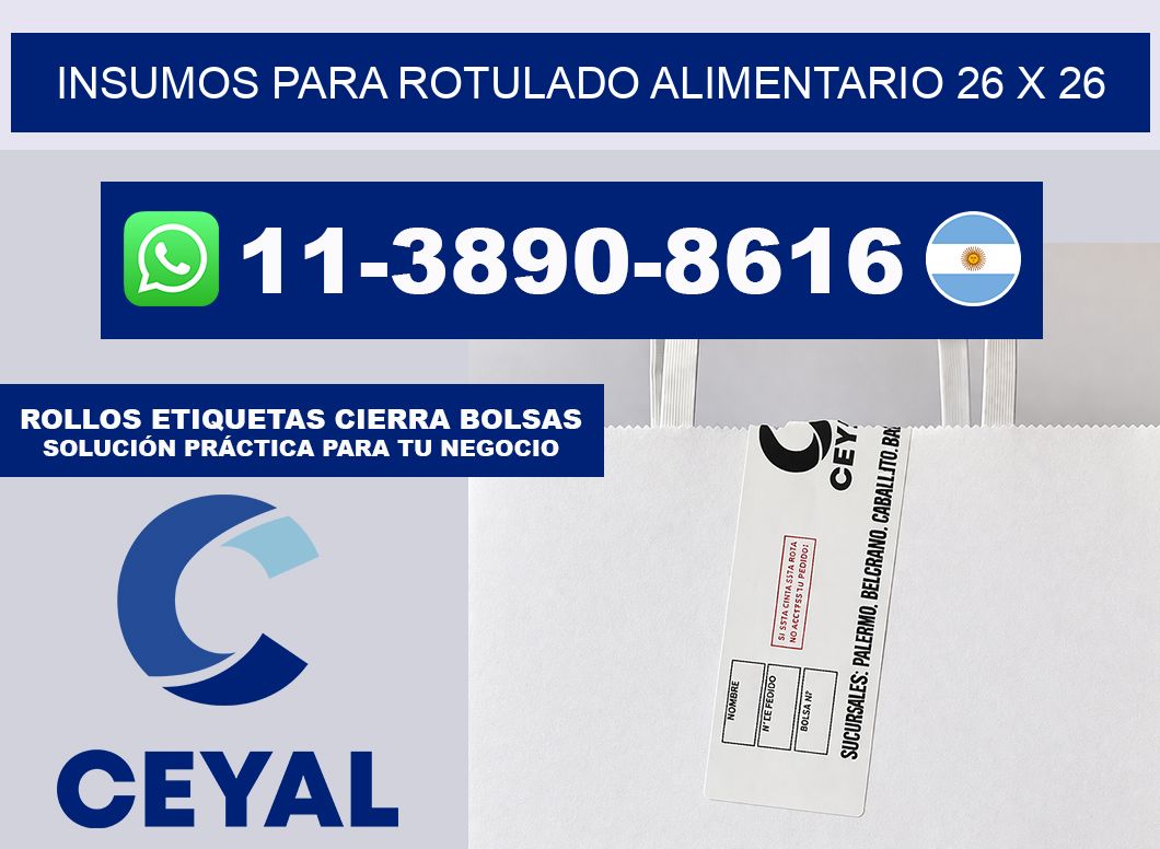 Insumos para rotulado alimentario 26 x 26