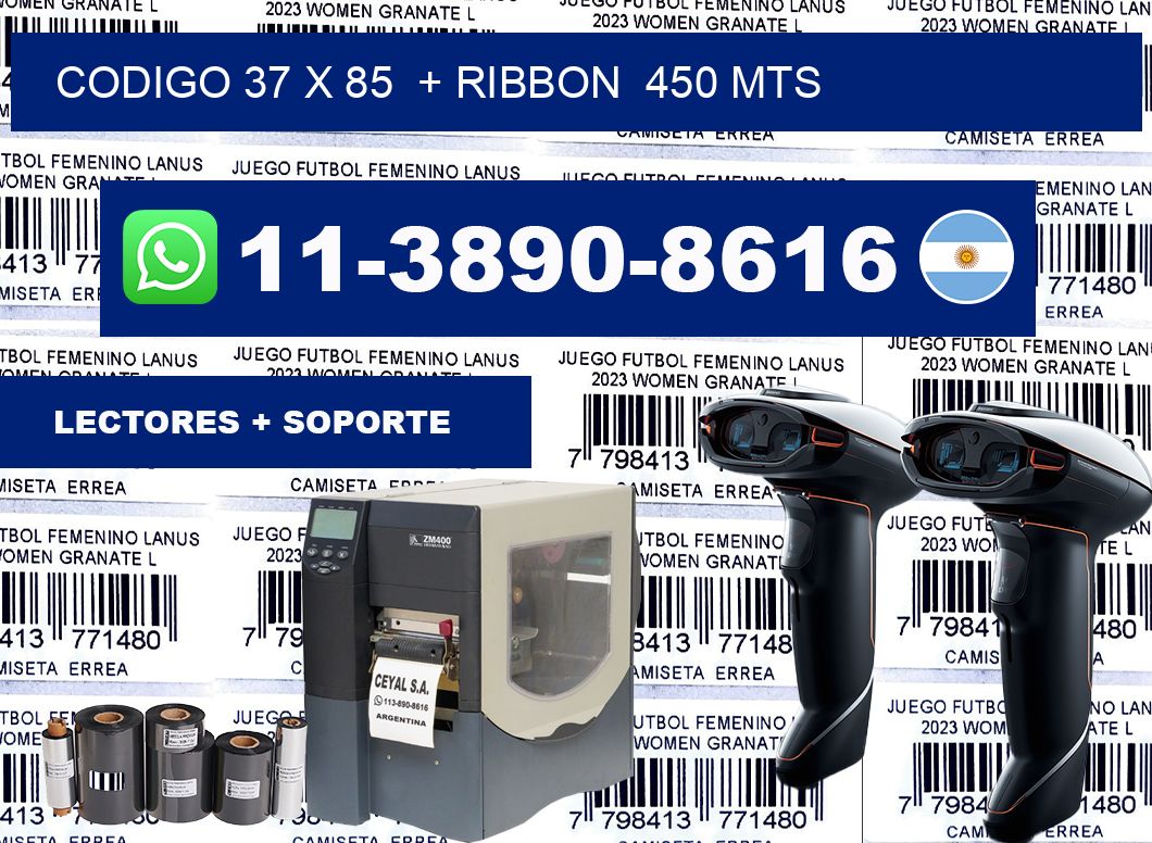 codigo 37 x 85  + ribbon  450 mts