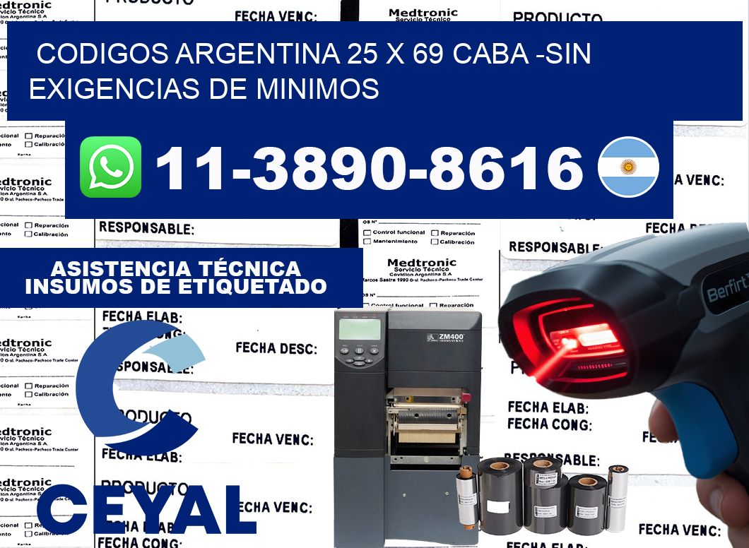 codigos Argentina 25 x 69 CABA -Sin exigencias de minimos