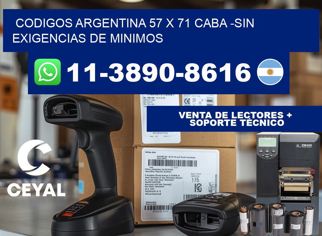 codigos Argentina 57 x 71 CABA -Sin exigencias de minimos