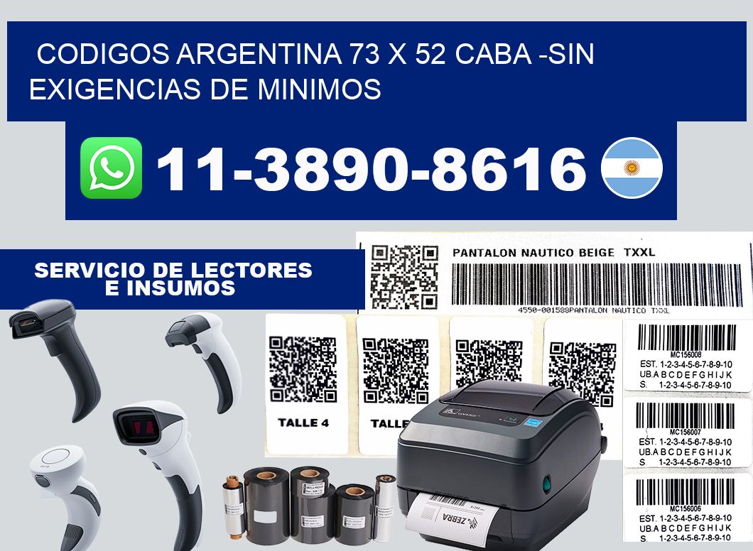 codigos Argentina 73 x 52 CABA -Sin exigencias de minimos