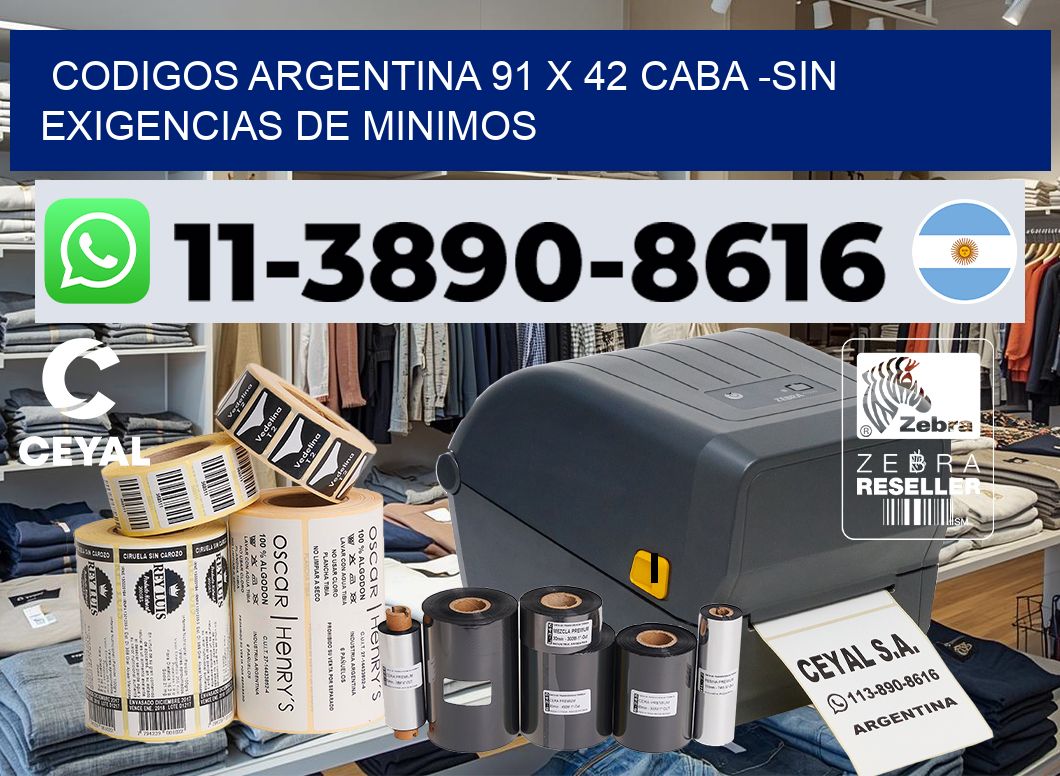 codigos Argentina 91 x 42 CABA -Sin exigencias de minimos