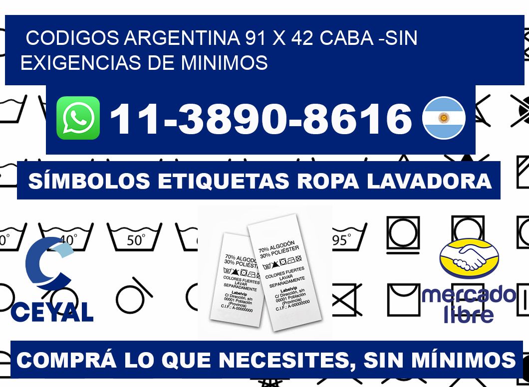 codigos Argentina 91 x 42 CABA -Sin exigencias de minimos