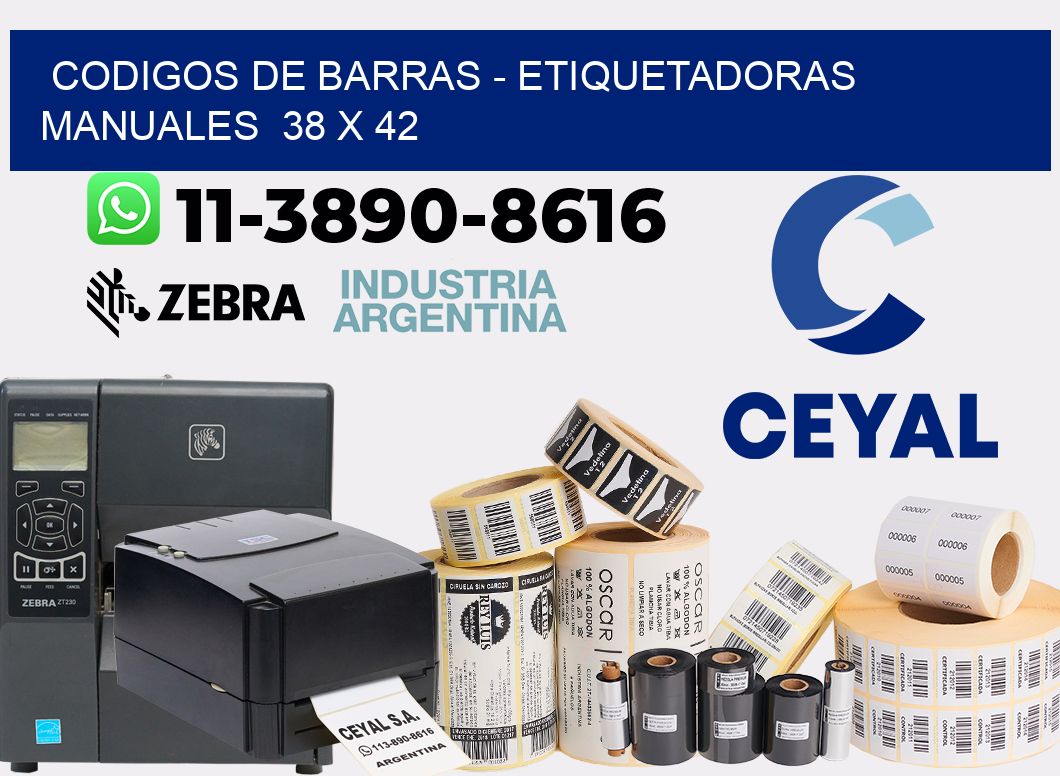 codigos de barras - Etiquetadoras Manuales  38 x 42