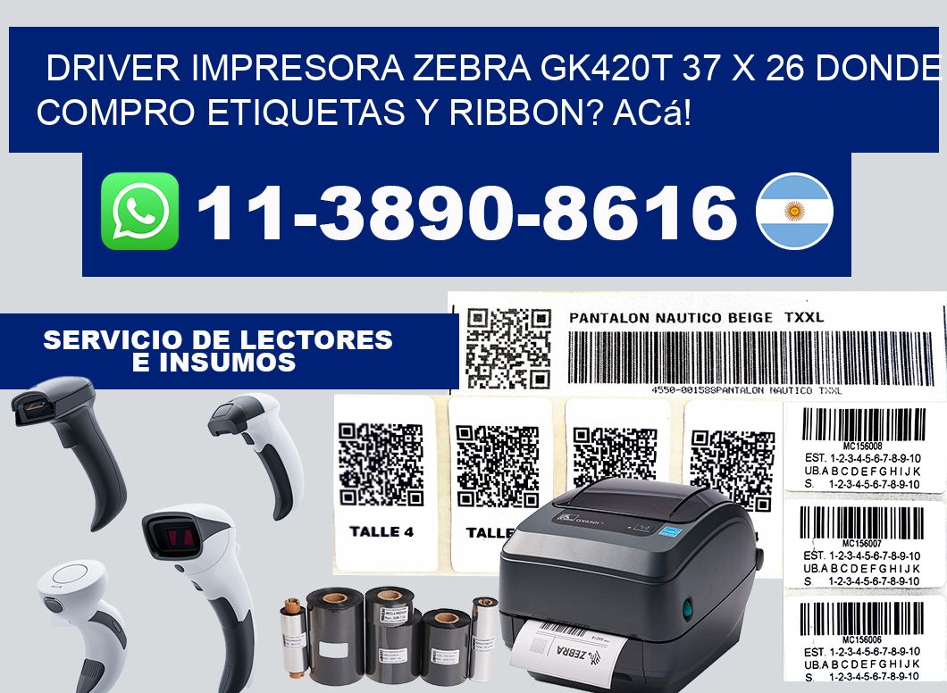 driver impresora zebra gk420t 37 x 26 Donde compro etiquetas y ribbon? Acá!