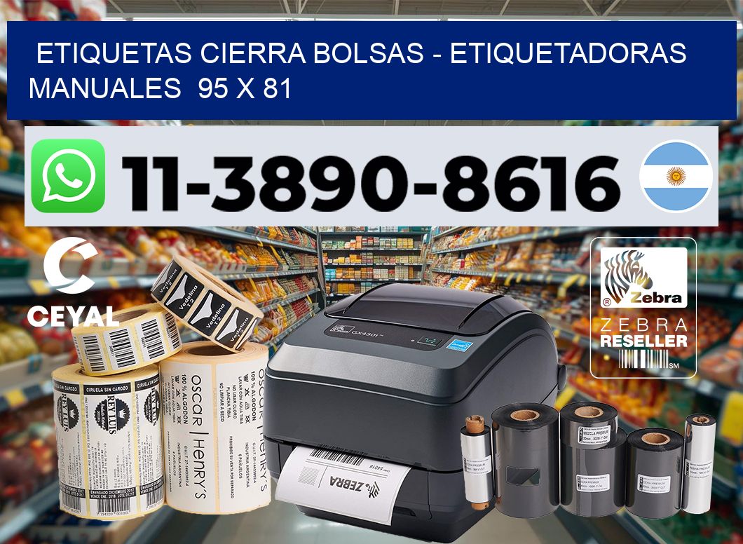 etiquetas cierra bolsas - Etiquetadoras Manuales  95 x 81