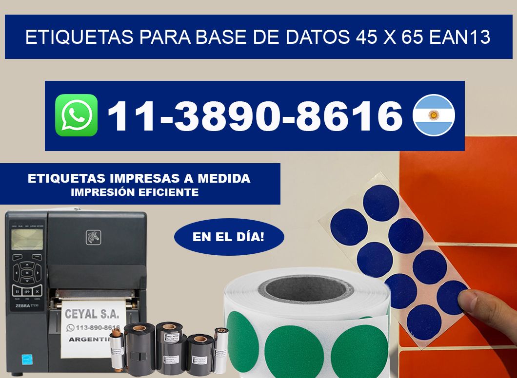 etiquetas para base de datos 45 x 65 ean13