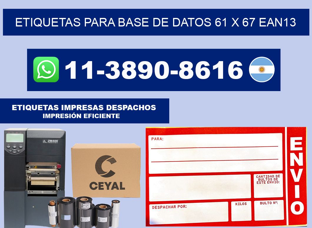 etiquetas para base de datos 61 x 67 ean13
