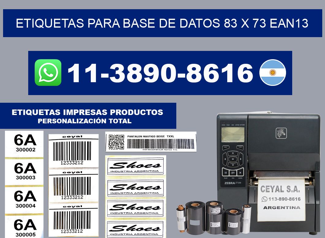 etiquetas para base de datos 83 x 73 ean13
