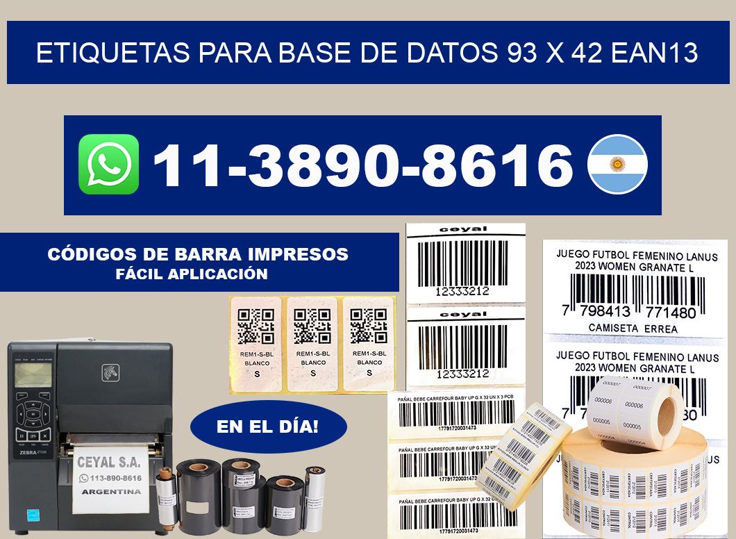 etiquetas para base de datos 93 x 42 ean13