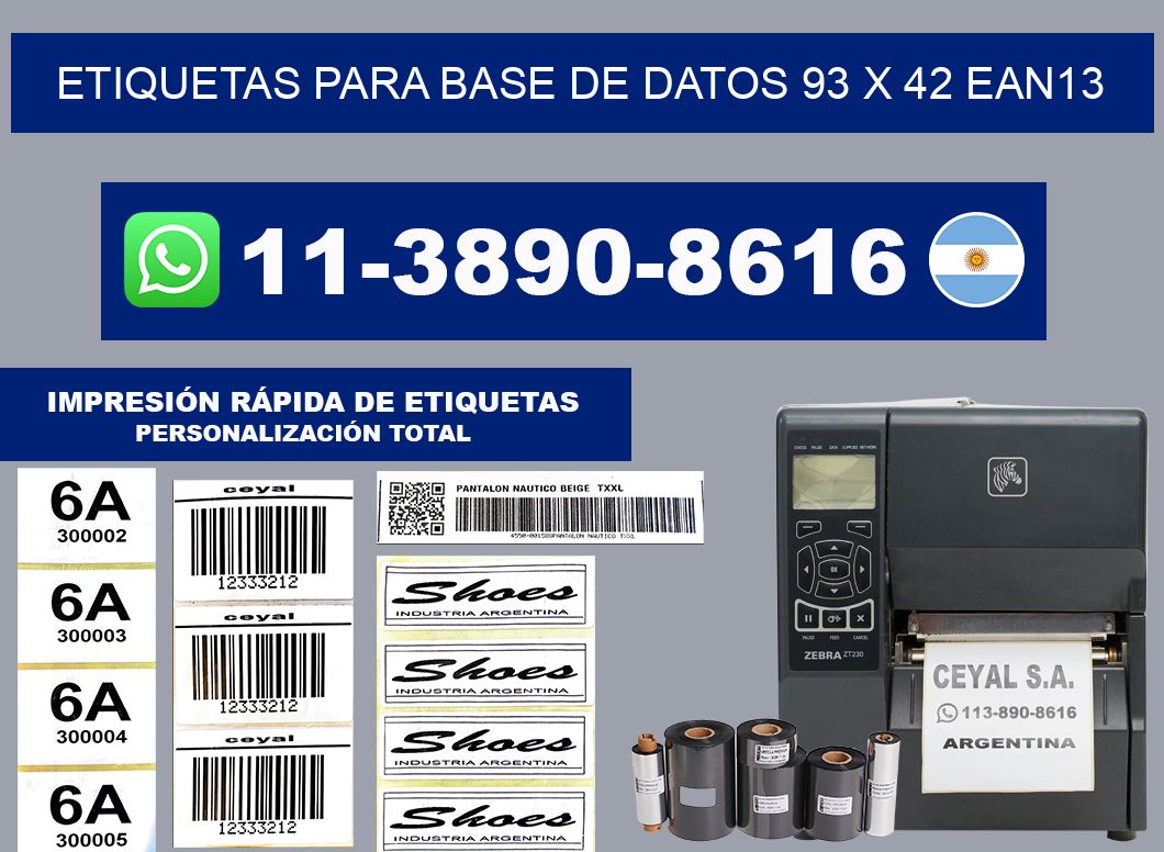 etiquetas para base de datos 93 x 42 ean13