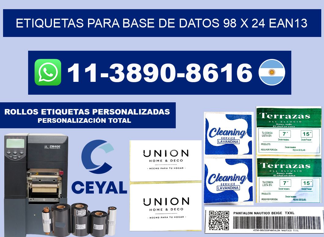etiquetas para base de datos 98 x 24 ean13