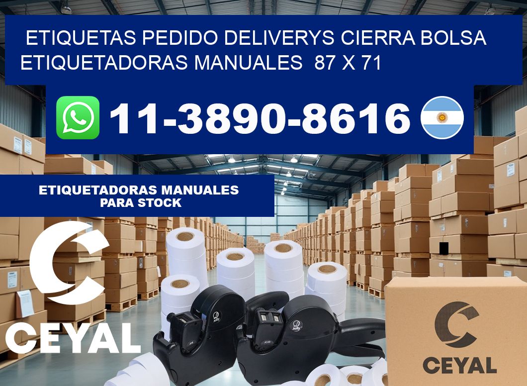 etiquetas pedido deliverys cierra bolsa  Etiquetadoras Manuales  87 x 71
