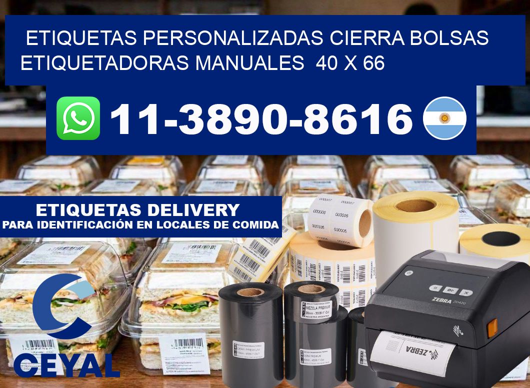 etiquetas personalizadas cierra bolsas  Etiquetadoras Manuales  40 x 66