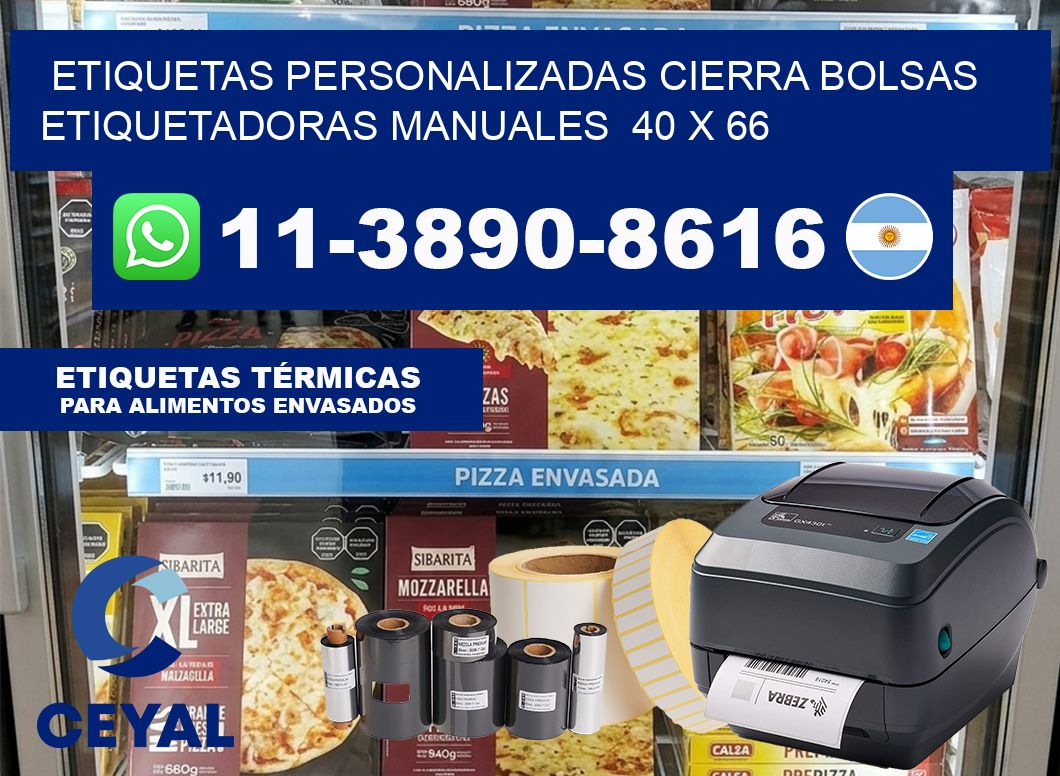 etiquetas personalizadas cierra bolsas  Etiquetadoras Manuales  40 x 66