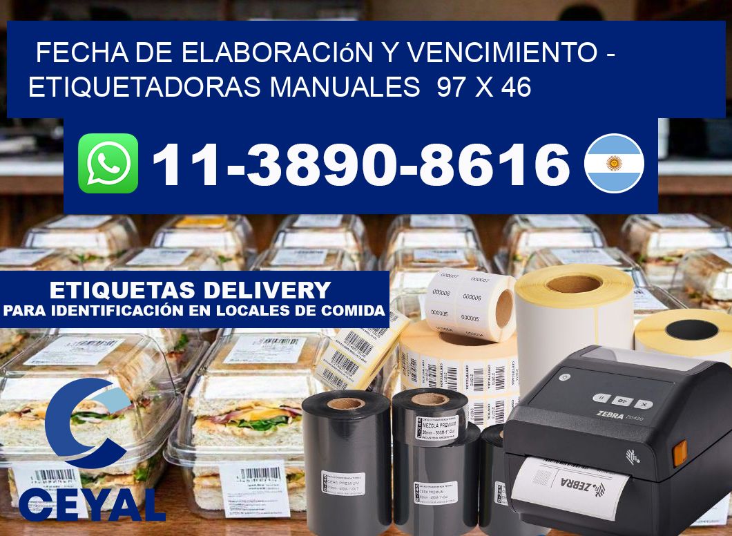 fecha de elaboración y vencimiento - Etiquetadoras Manuales 97 x 46