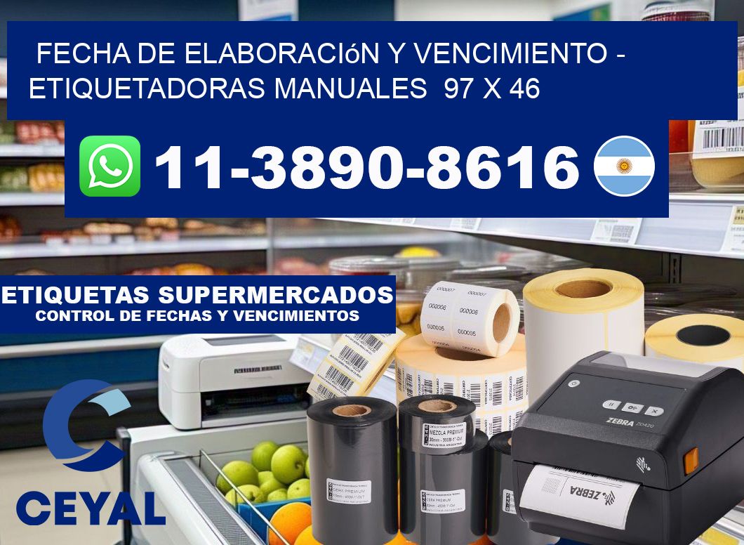 fecha de elaboración y vencimiento - Etiquetadoras Manuales 97 x 46